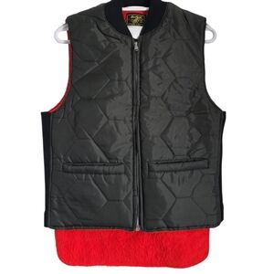 Vintage Quilted Vest With Red Fuzzy Lining